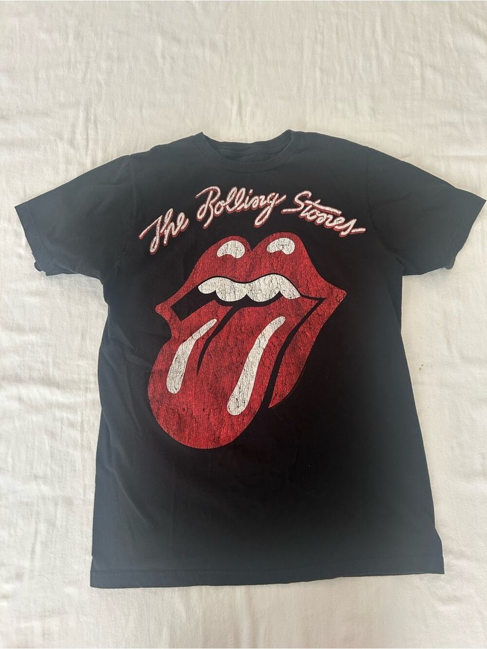 Rolling Stones Band Tour T Shirt Men’s Medium Black Distressed Tongue Logo Tee